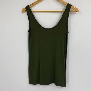 Daily Ritual Scoopneck Tank Top Viscose Blend Olive Green Sz XS